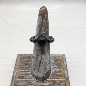 HANDCRAFTED Hematite w/Onyx Stretch Bead Ring